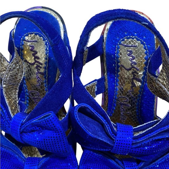 Irregular Choice Royal Blue and Gold Bow Heels - Picture 8 of 10